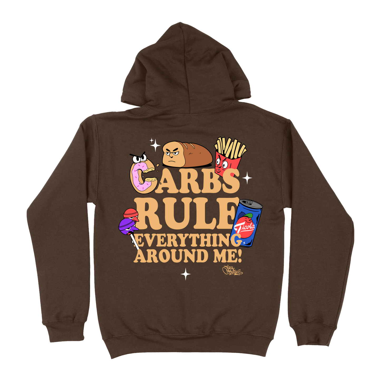 Carbs Rule Everything Around Me Pullover Hoodie Brown and Wheat