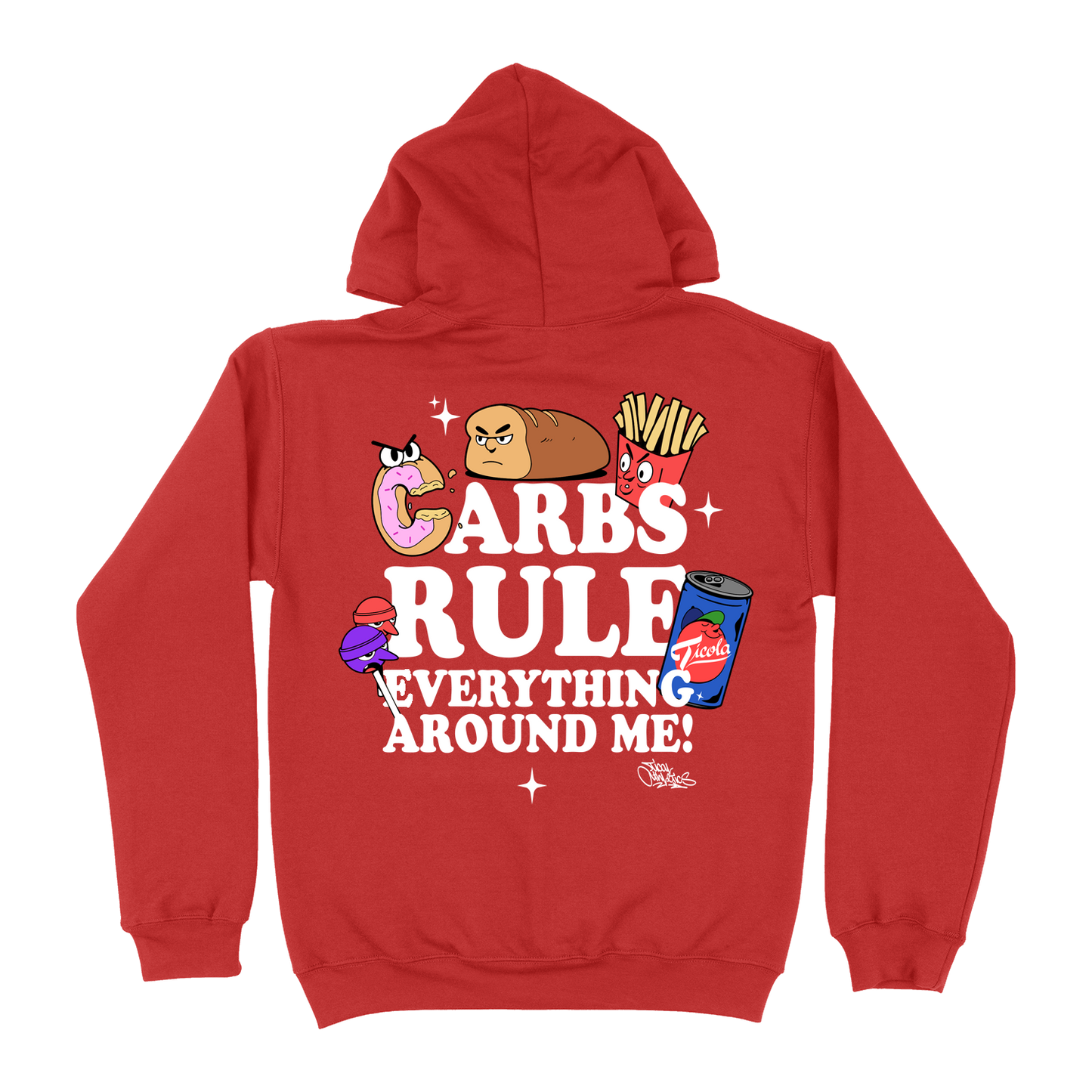 Carbs Rule Everything Around Me Pullover Hoodie Red and White