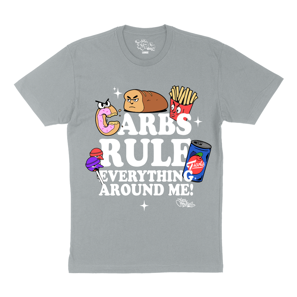 Carbs Rule Everything Around Me T Shirt Heather Grey
