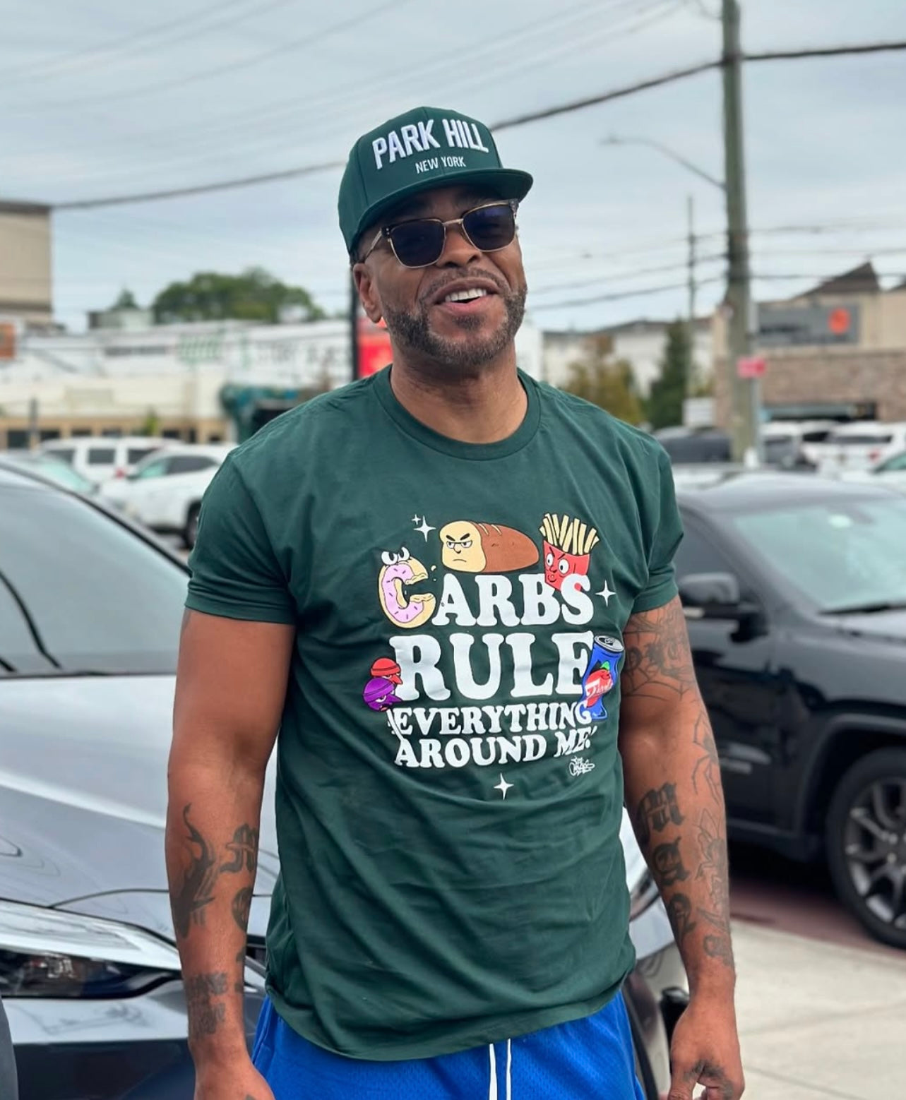 Carbs Rule Everything Around Me T Shirt Forest Green