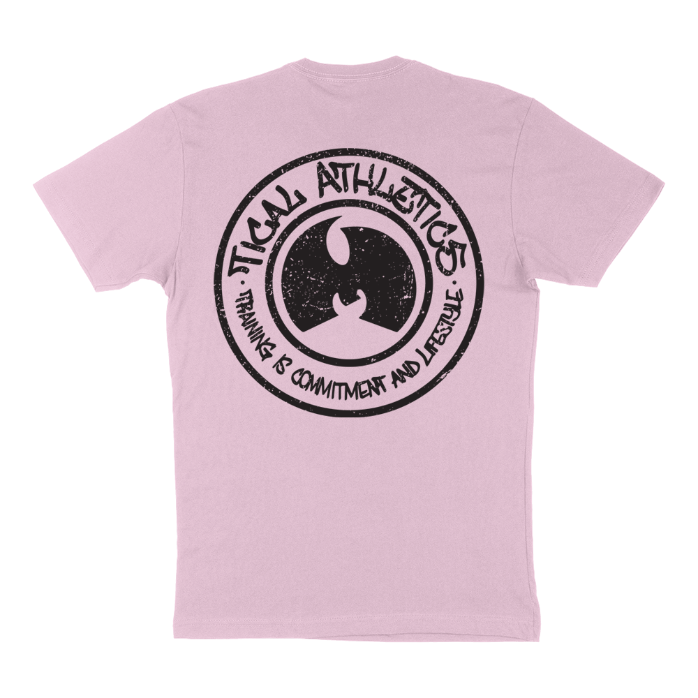 TICAL Athletics Distressed T Shirt Light Pink and Black