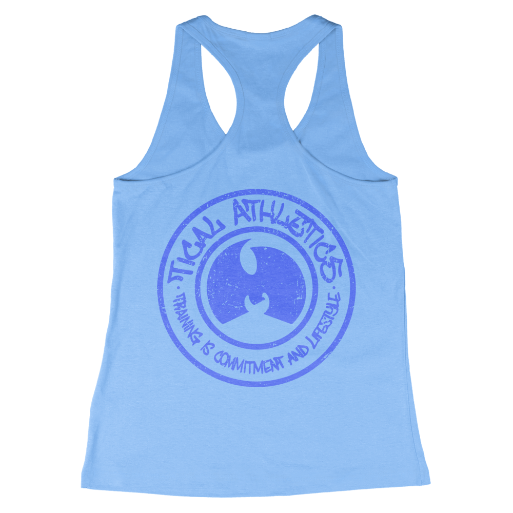 TICAL Athletics Women's Distressed Racerback Baby Blue and Royal