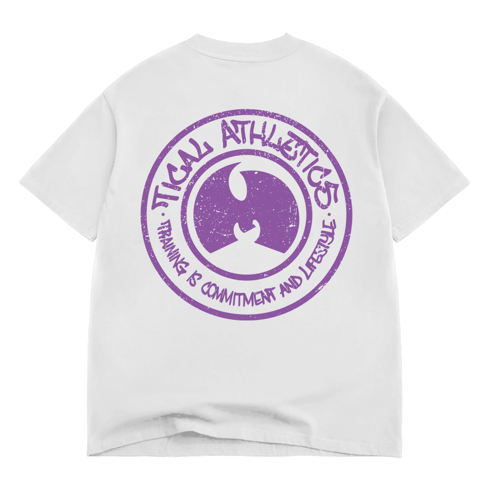 TICAL Athletics Distressed BOX T Shirt Vintage White and Light Purple