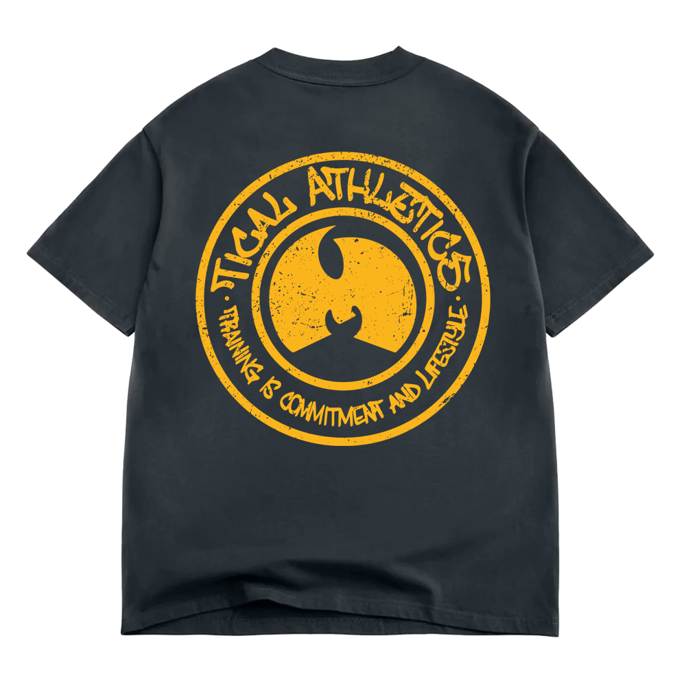 TICAL Athletics Distressed BOX T Shirt Vintage Black and Yellow