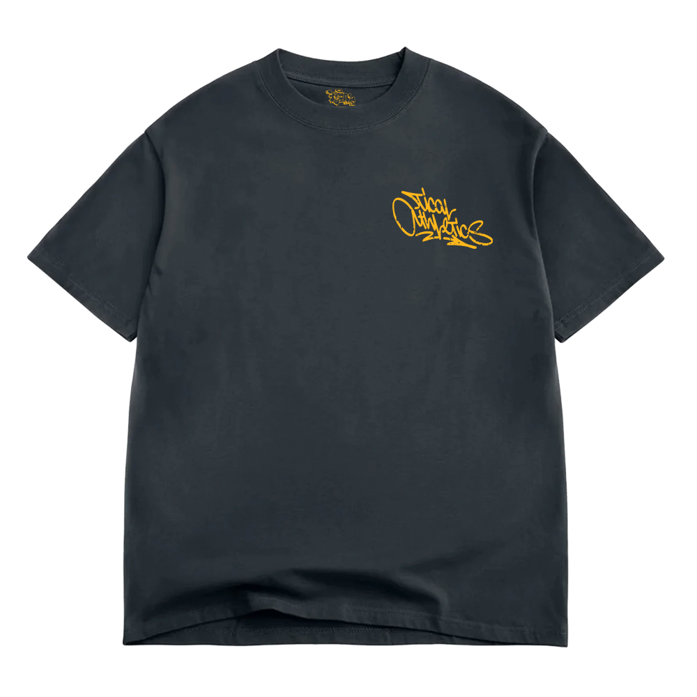 TICAL Athletics Distressed BOX T Shirt Vintage Black and Yellow