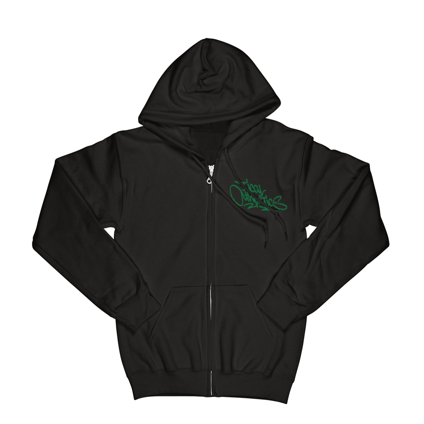 TICAL Athletics Distressed Zip Up Hoodie Black and Green
