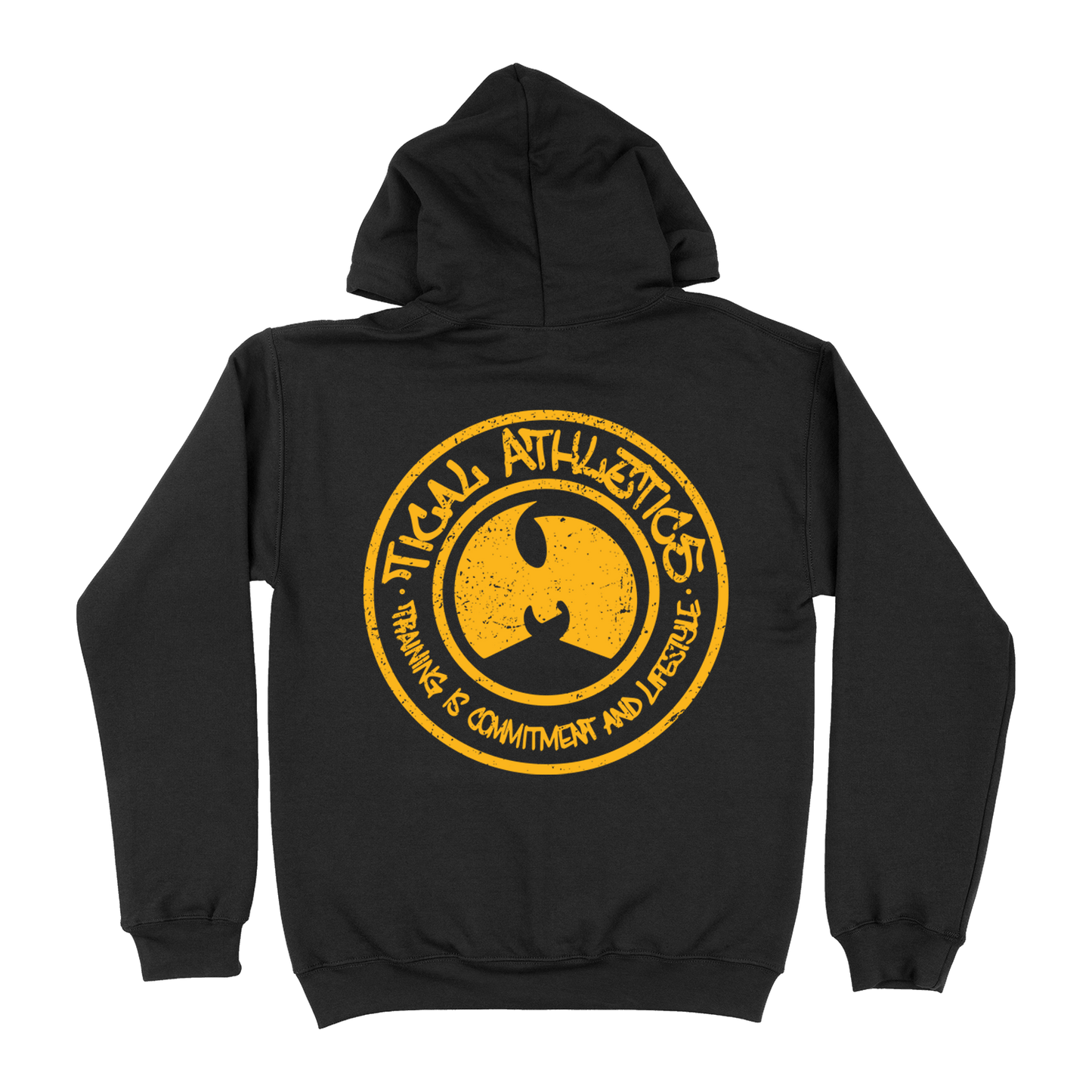 TICAL Athletics Distressed Zip Up Hoodie Black and Yellow