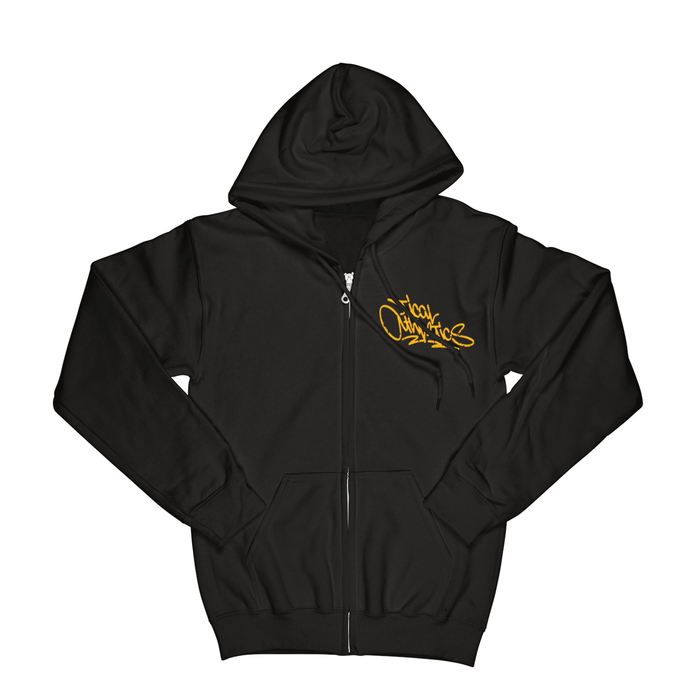 TICAL Athletics Distressed Zip Up Hoodie Black and Yellow
