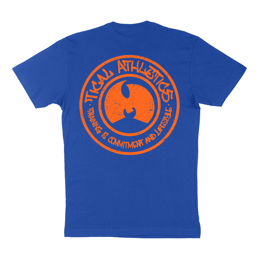 TICAL Athletics Distressed T Shirt Royal and Orange