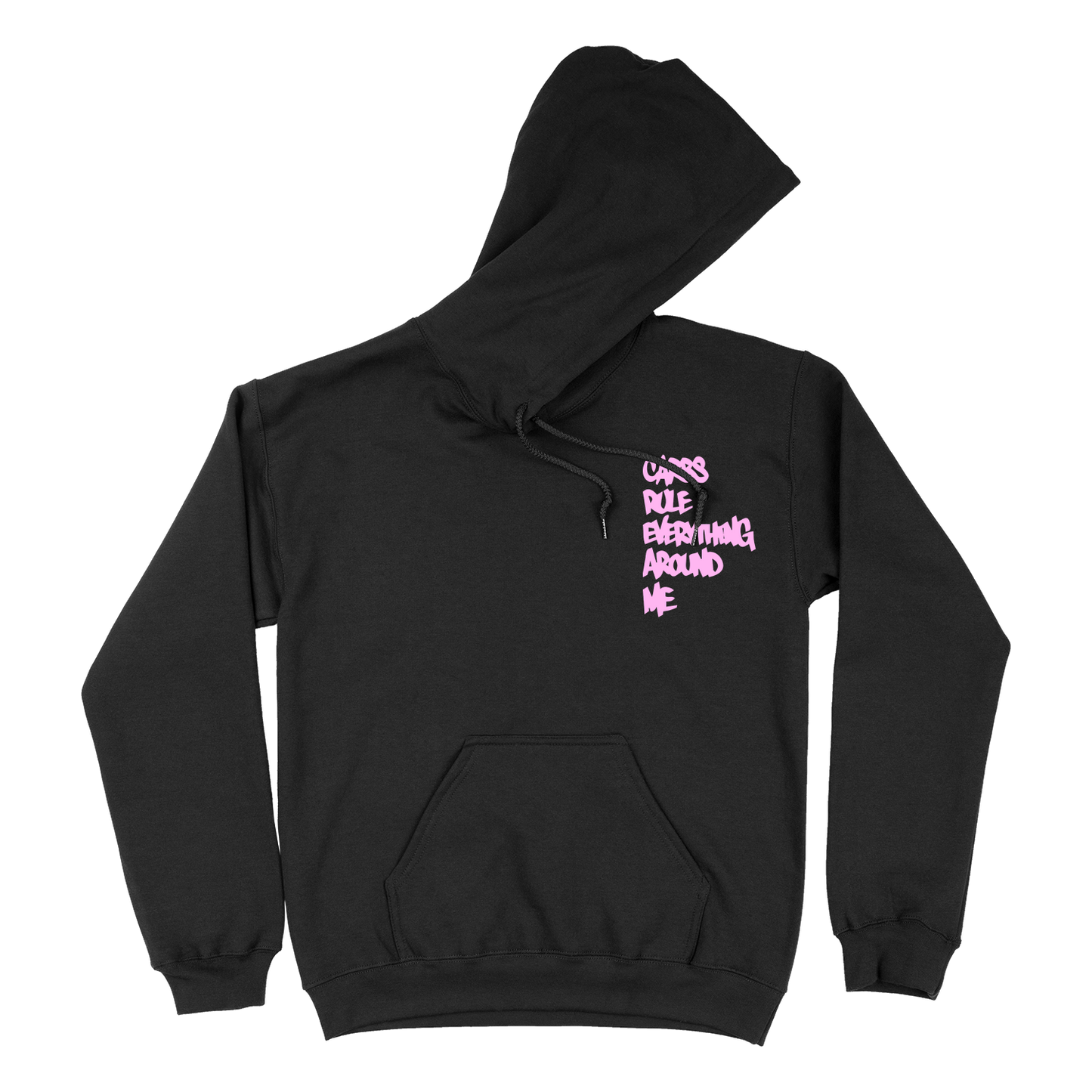 Carbs Rule Everything Around Me Pullover Hoodie Black and Pink