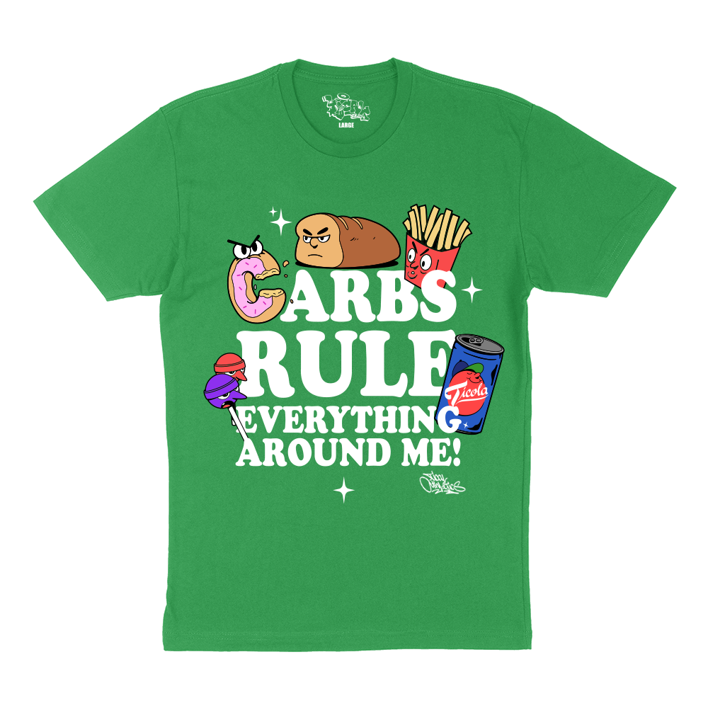 Carbs Rule Everything Around Me T Shirt Kelly Green