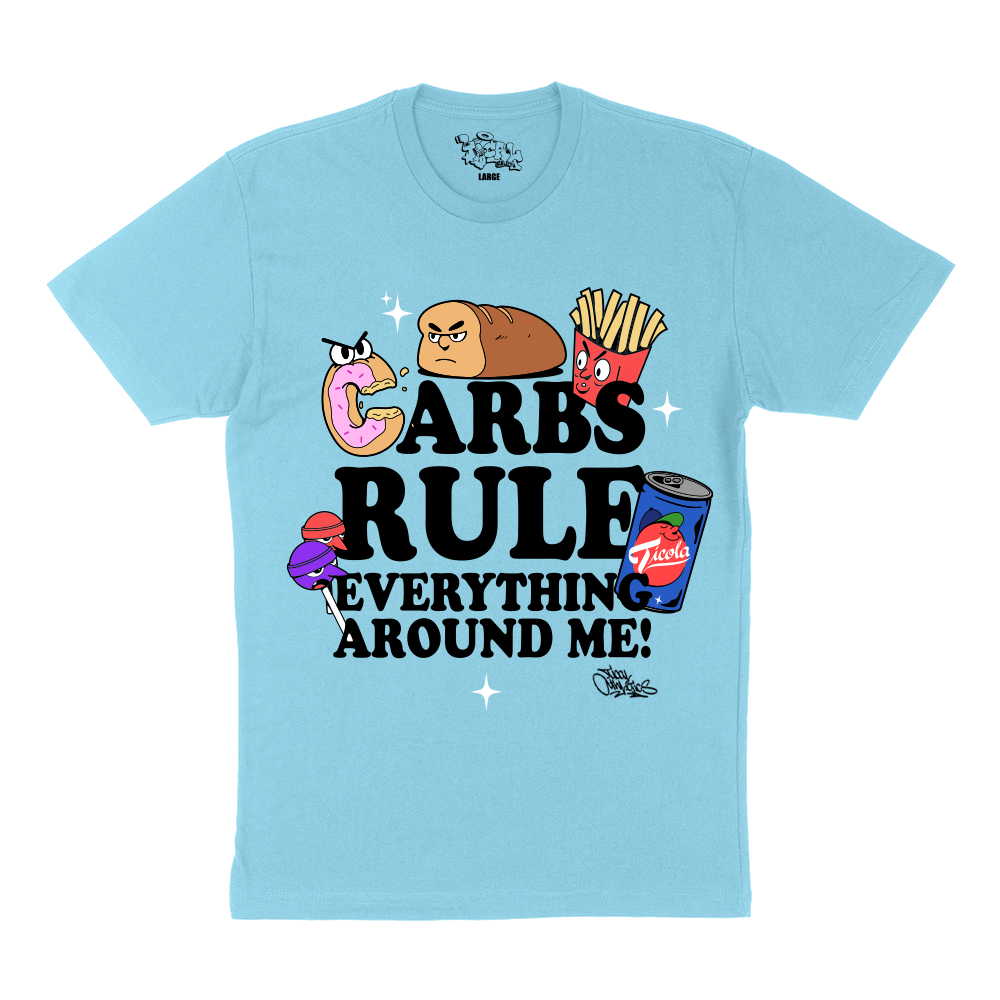 Carbs Rule Everything Around Me T Shirt Light Blue