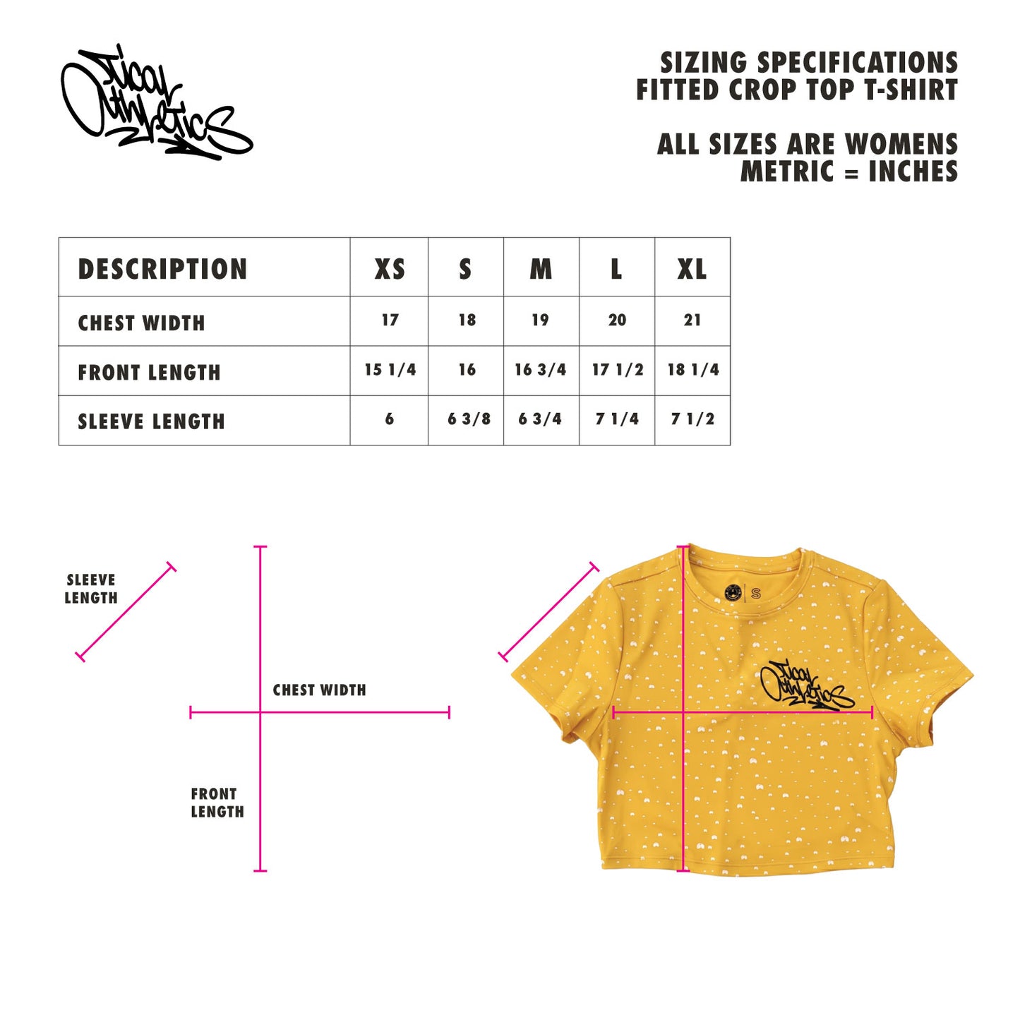 TICAL Athletics Women's Fitted Crop Top T-Shirt Black and Yellow