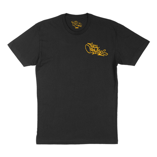 TICAL Athletics Distressed T Shirt Black and Yellow