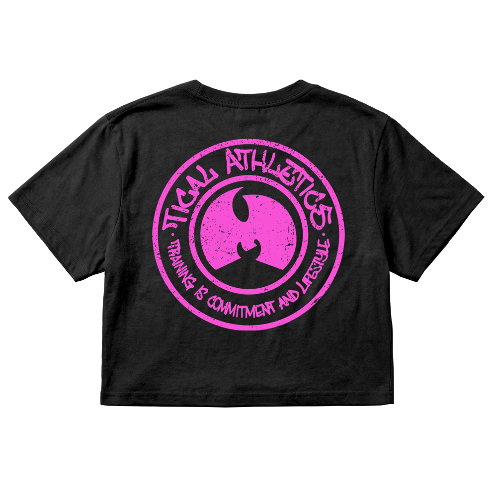 TICAL Athletics Women's Distressed Crop Top Black and Pink