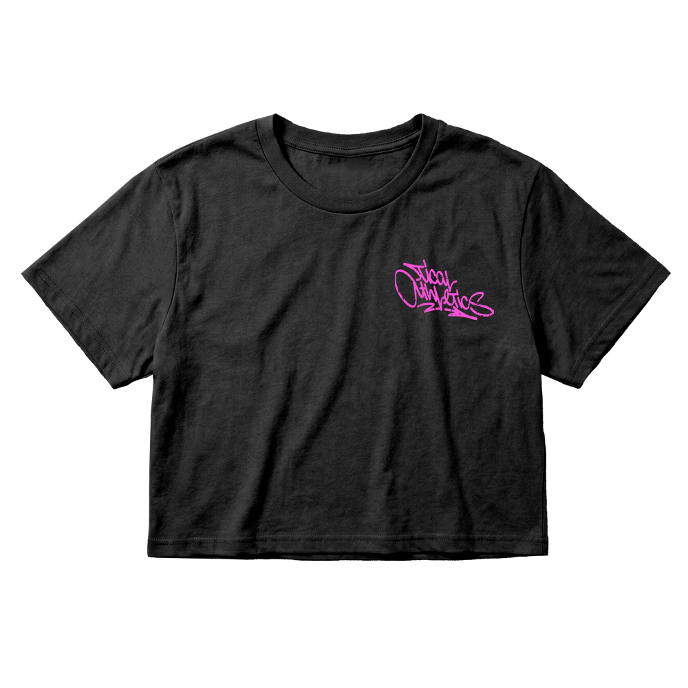 TICAL Athletics Women's Distressed Crop Top Black and Pink