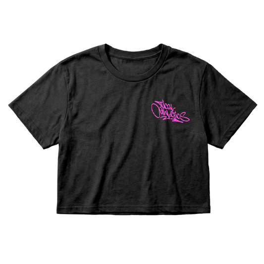 TICAL Athletics Women's Distressed Crop Top Black and Pink