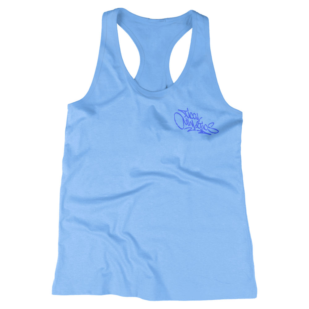 TICAL Athletics Women's Distressed Racerback Baby Blue and Royal