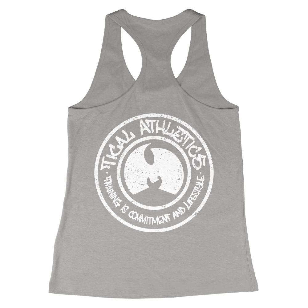 TICAL Athletics Women's Distressed Racerback Gray and White