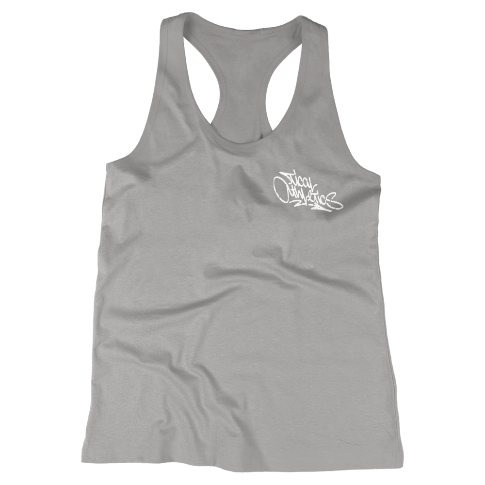 TICAL Athletics Women's Distressed Racerback Gray and White