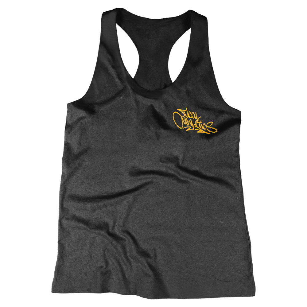 TICAL Athletics Women's Distressed Racerback Black and Yellow