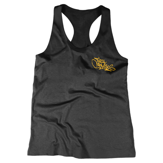 TICAL Athletics Women's Distressed Racerback Black and Yellow