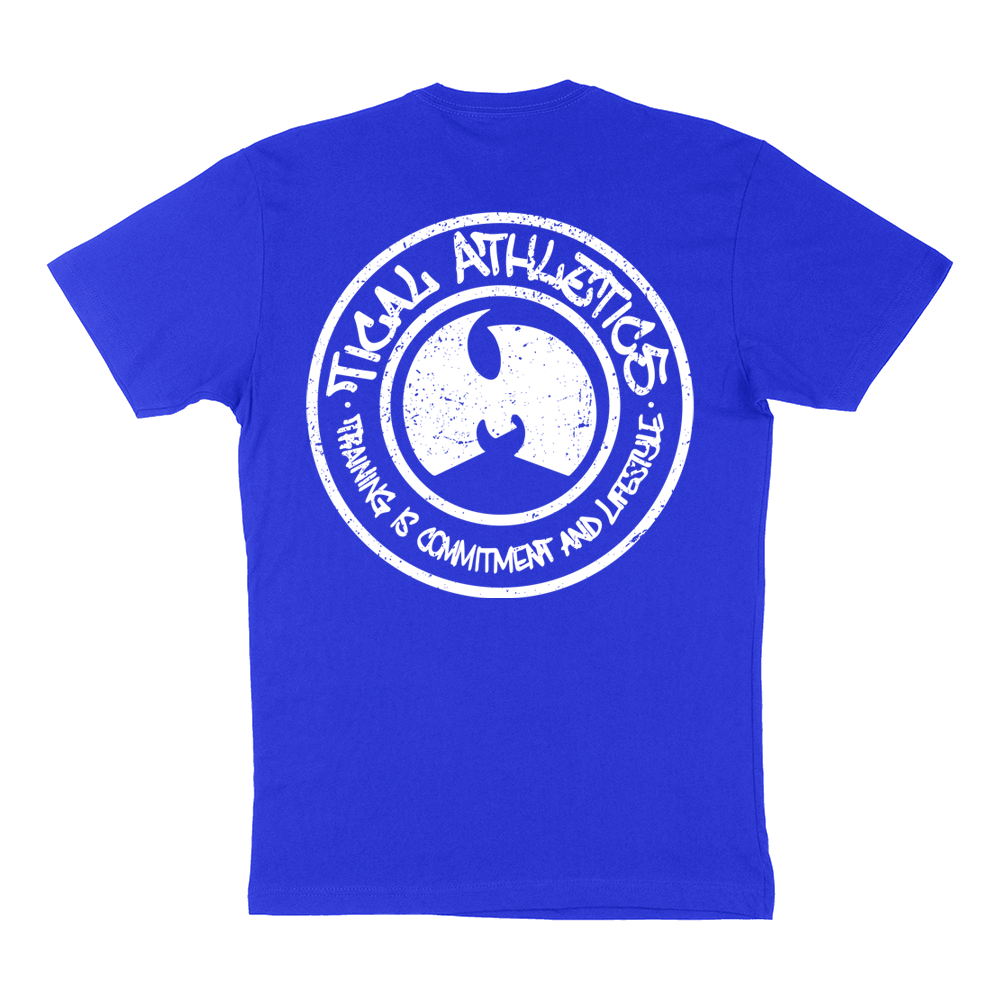TICAL Athletics Distressed T Shirt Royal and White