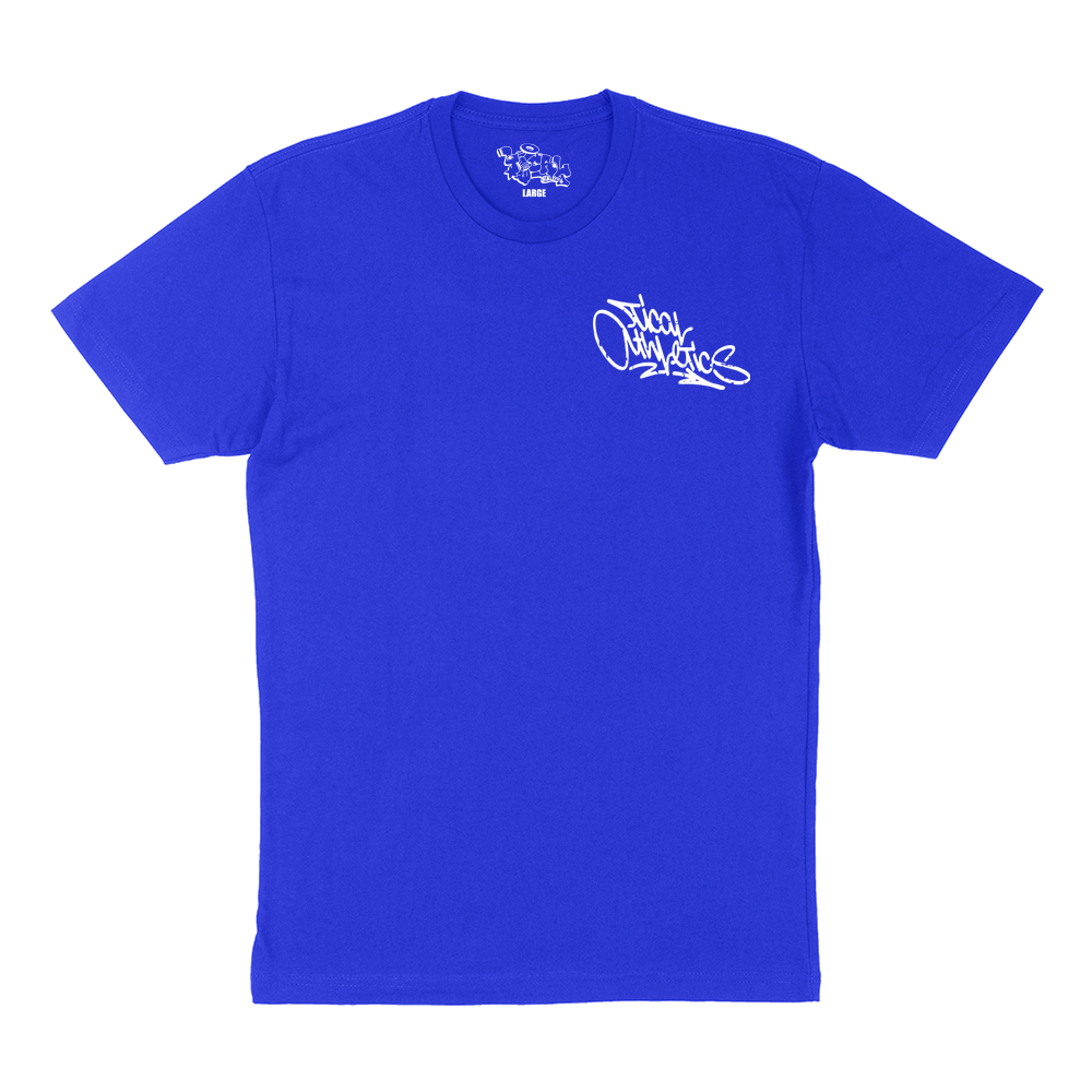 TICAL Athletics Distressed T Shirt Royal and White