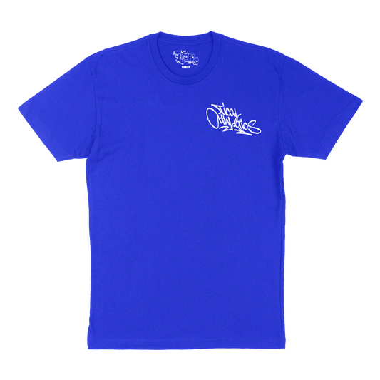 TICAL Athletics Distressed T Shirt Royal and White