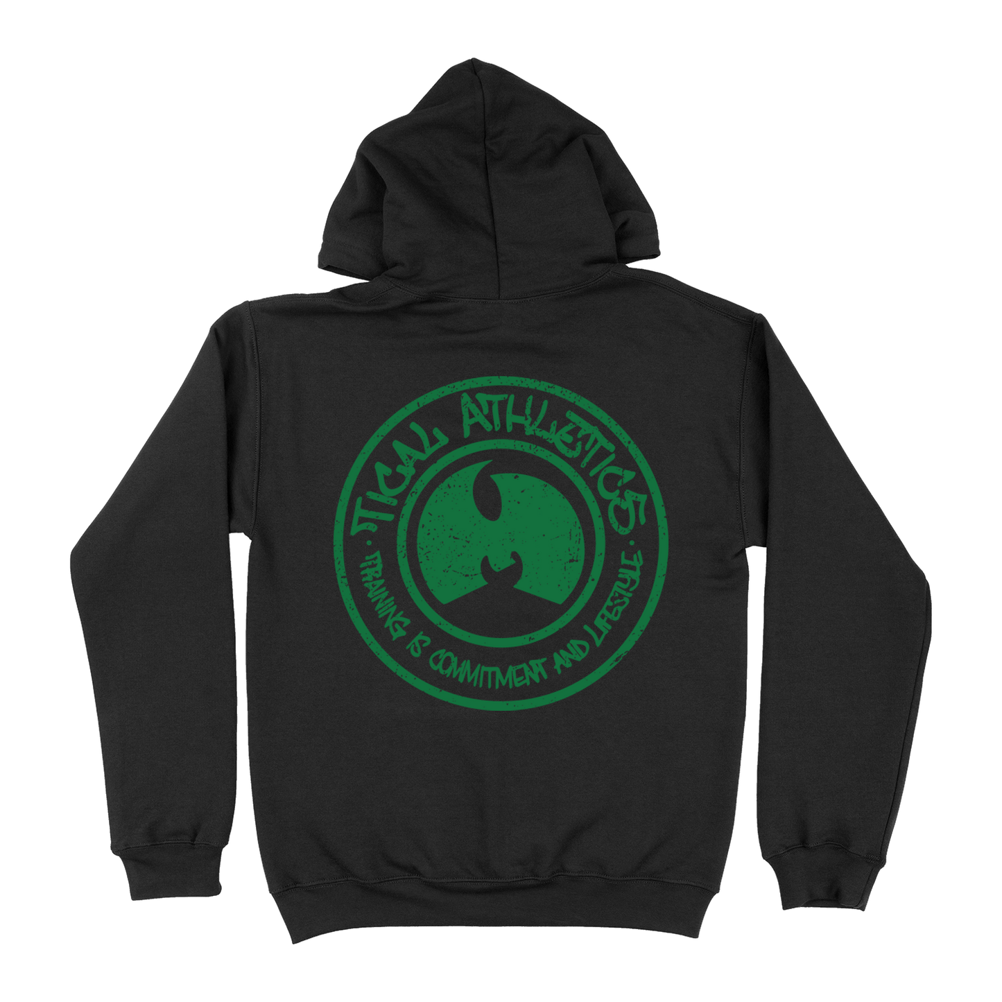 TICAL Athletics Distressed Zip Up Hoodie Black and Green