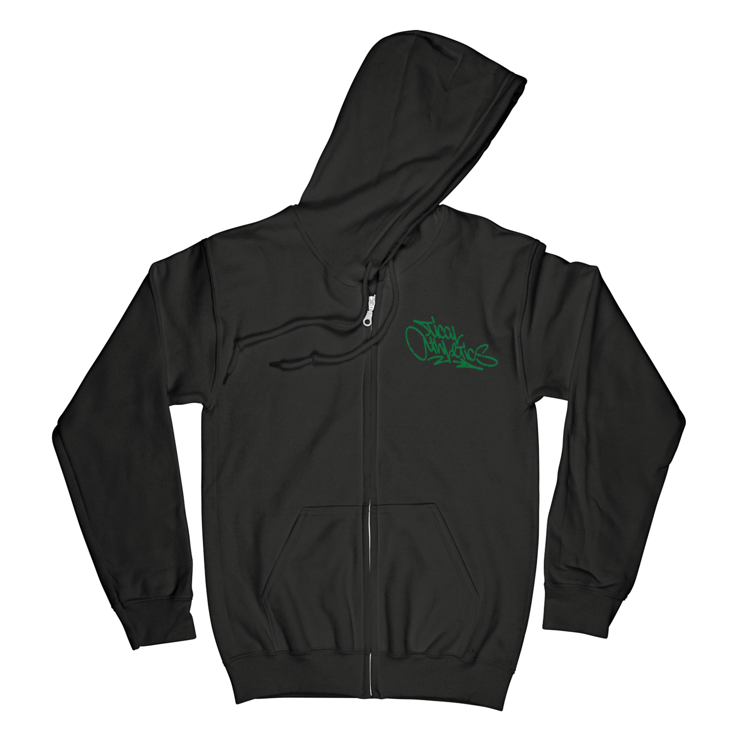 TICAL Athletics Distressed Zip Up Hoodie Black and Green