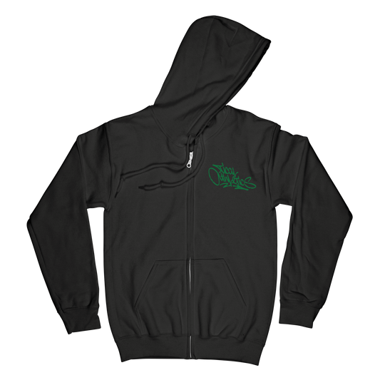 TICAL Athletics Distressed Zip Up Hoodie Black and Green