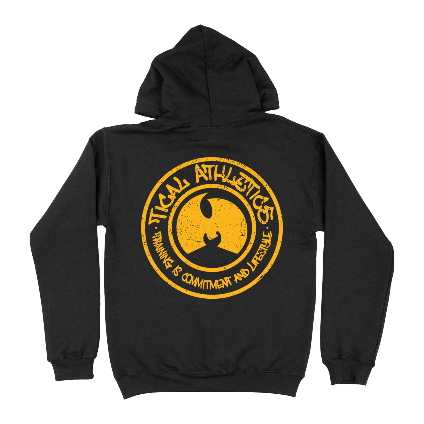 TICAL Athletics Distressed Pullover Hoodie Black and Yellow