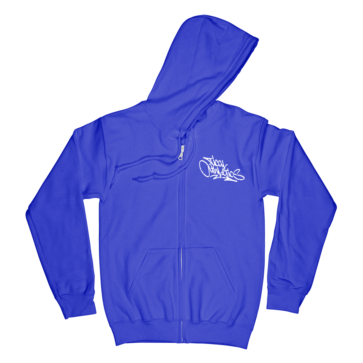 TICAL Athletics Distressed Zip Up Hoodie Royal and White
