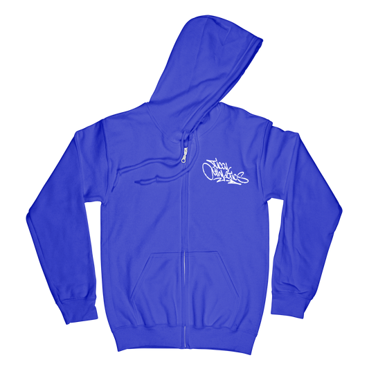 TICAL Athletics Distressed Zip Up Hoodie Royal and White