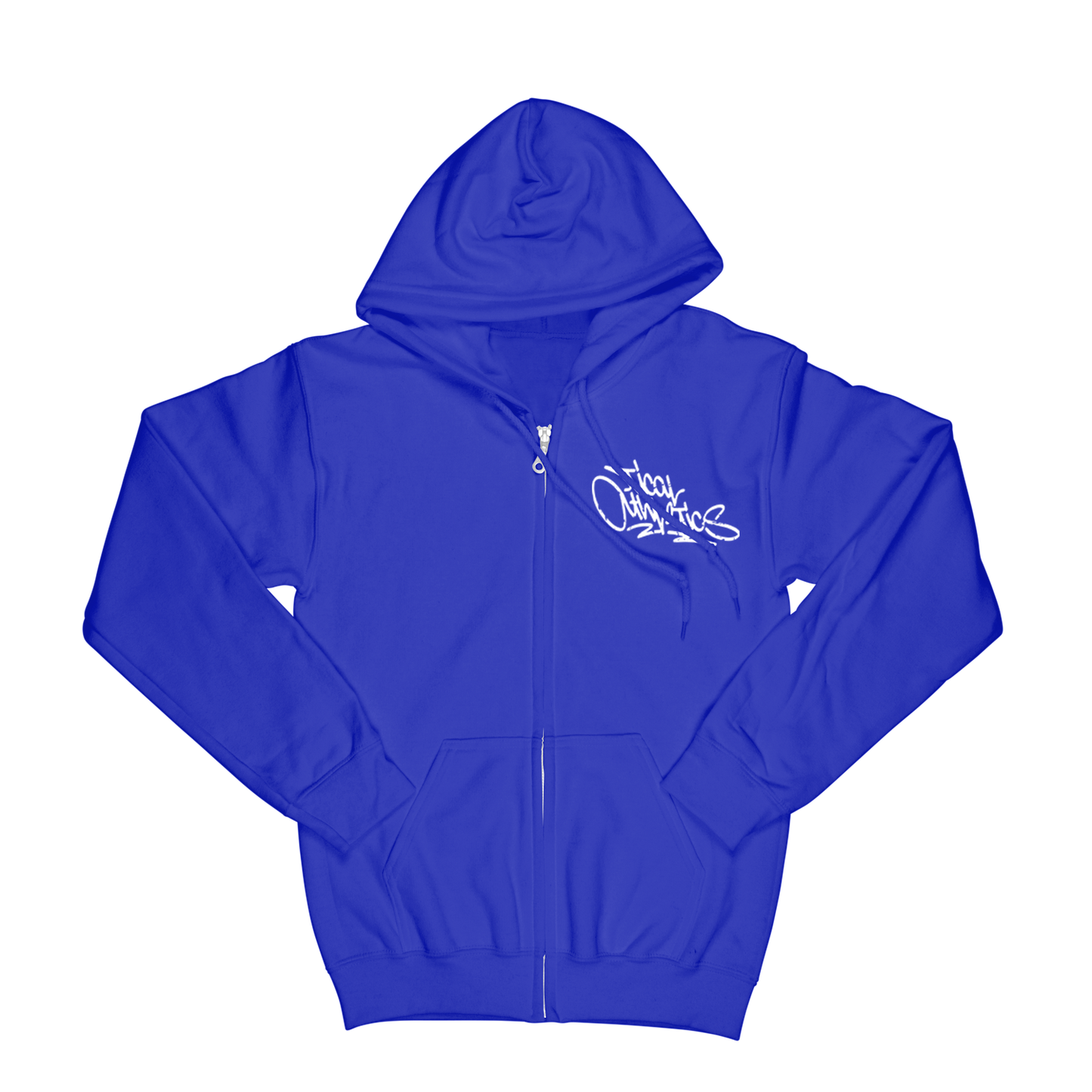 TICAL Athletics Distressed Zip Up Hoodie Royal and White