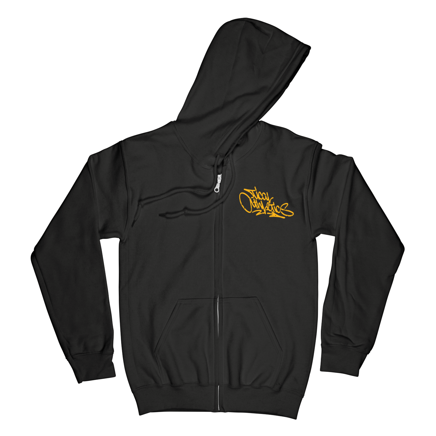 TICAL Athletics Distressed Zip Up Hoodie Black and Yellow