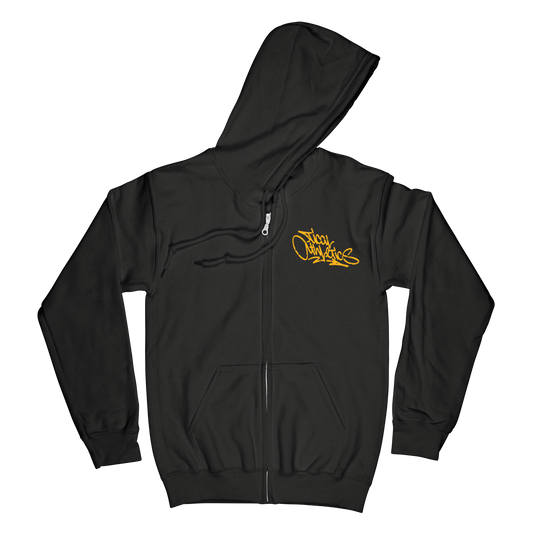 TICAL Athletics Distressed Zip Up Hoodie Black and Yellow