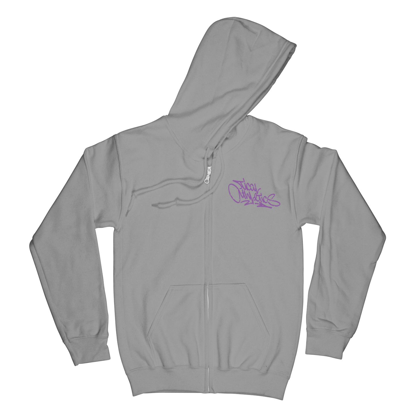 TICAL Athletics Distressed Zip Up Hoodie Athletic Grey and Light Purple