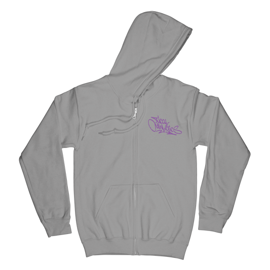 TICAL Athletics Distressed Zip Up Hoodie Athletic Grey and Light Purple