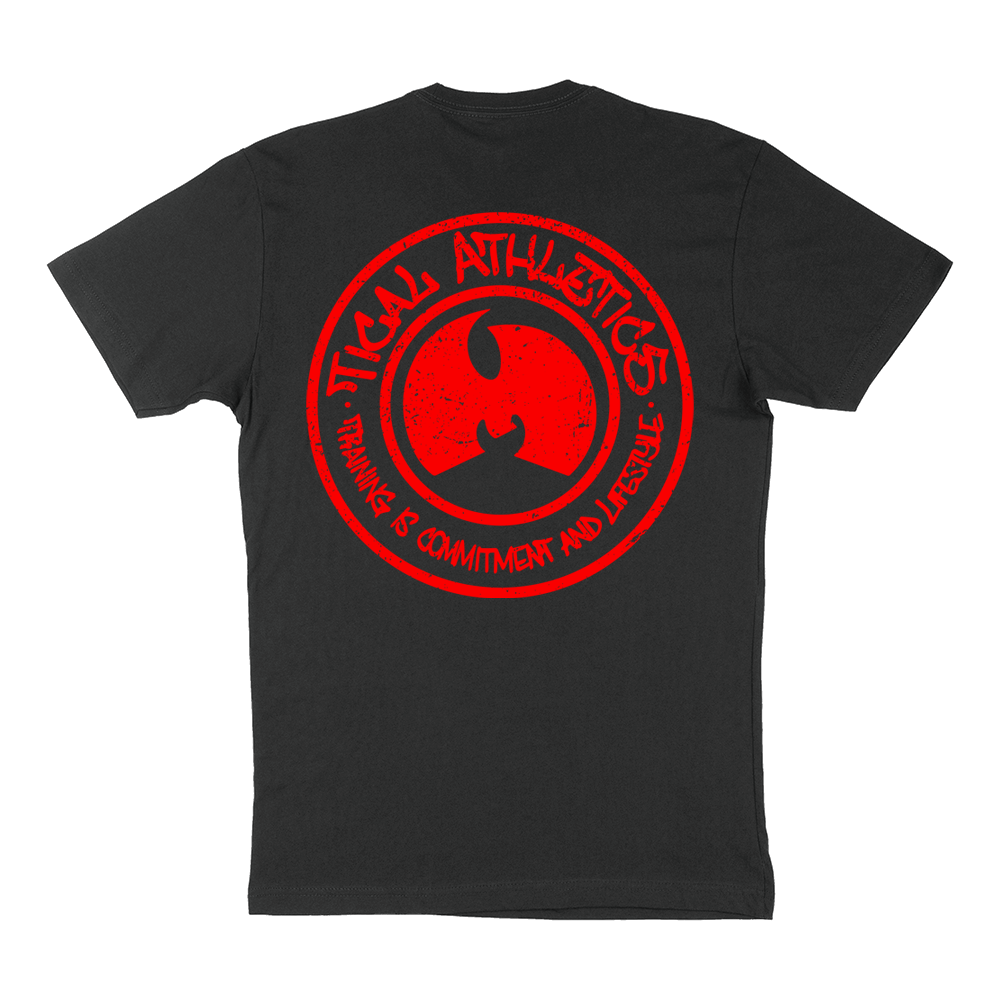 TICAL Athletics Distressed T Shirt Black and Red
