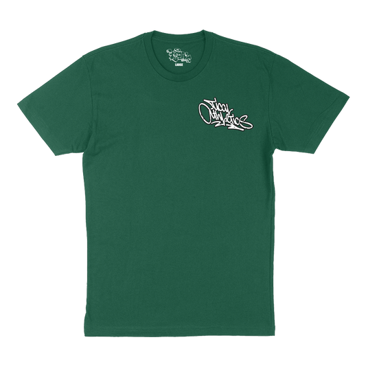 TICAL Athletics Distressed T Shirt Forest Green + White + Black Outline