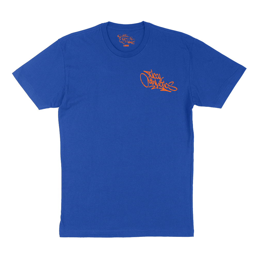 TICAL Athletics Distressed T Shirt Royal and Orange