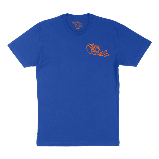 TICAL Athletics Distressed T Shirt Royal and Orange