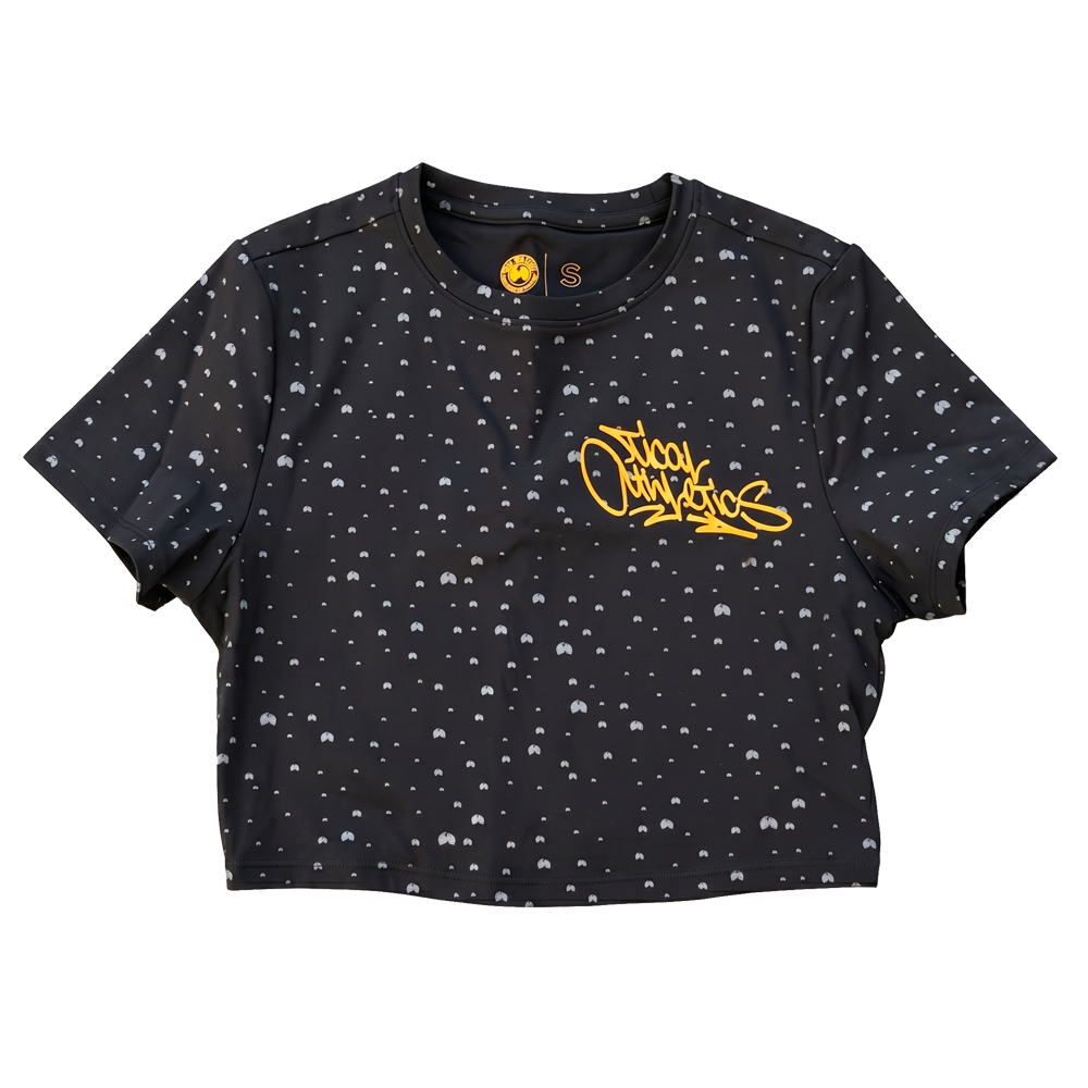 TICAL Athletics Women's Fitted Crop Top T-Shirt Black and Yellow