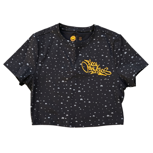TICAL Athletics Women's Fitted Crop Top T-Shirt Black and Yellow