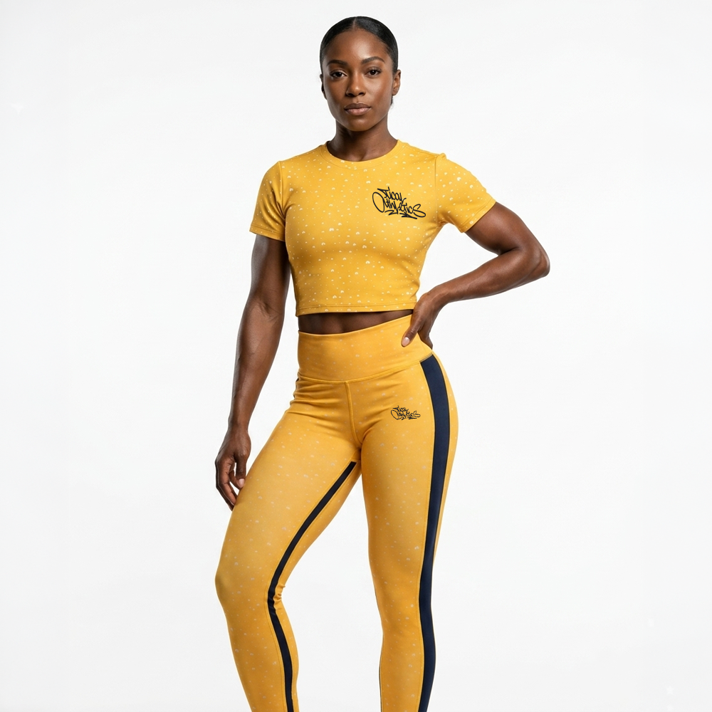 TICAL Athletics Women's Fitted Crop Top T-Shirt Yellow and Black