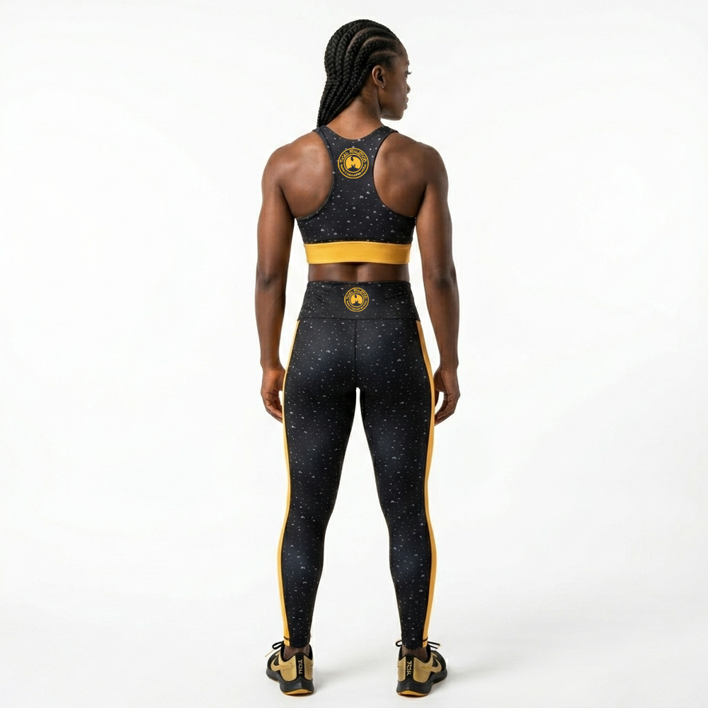 TICAL Athletics Women's Sports Bra Black and Yellow