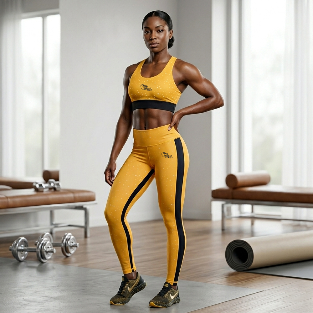 TICAL Athletics Women's Sports Bra Yellow and Black
