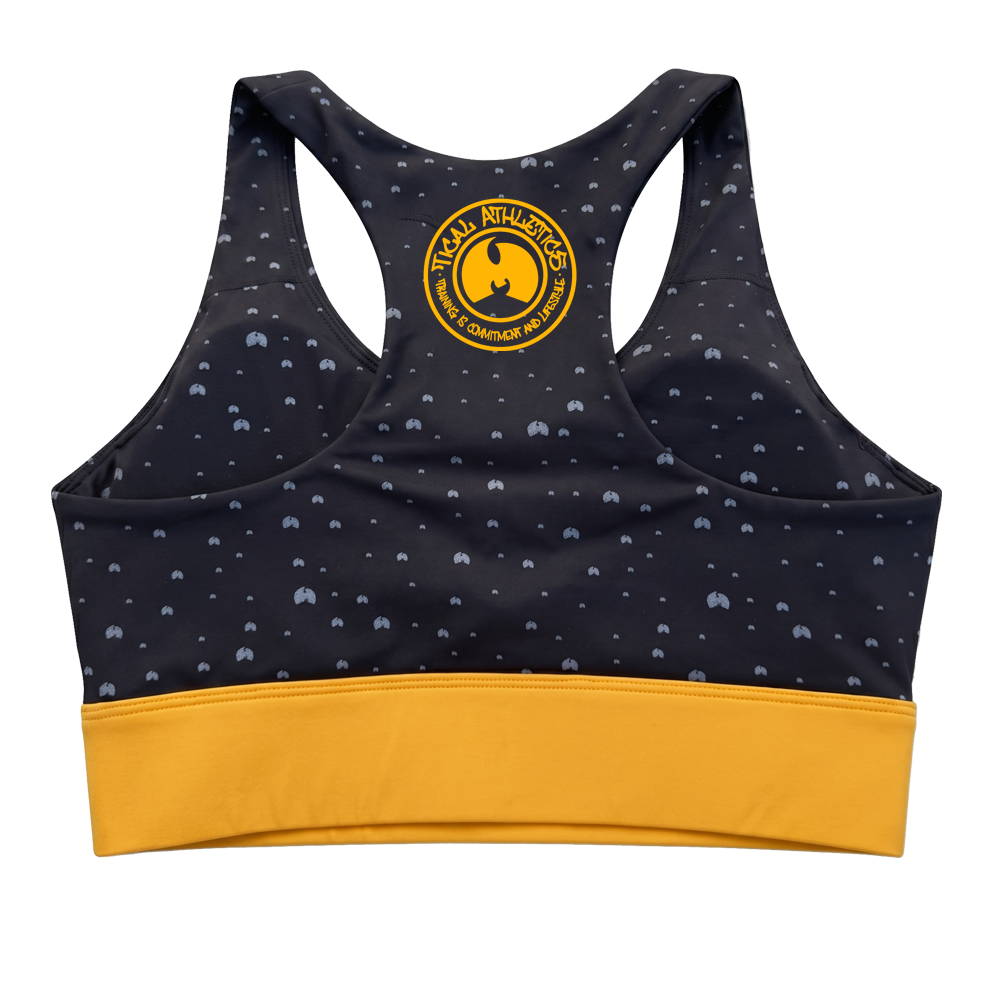 TICAL Athletics Women's Sports Bra Black and Yellow